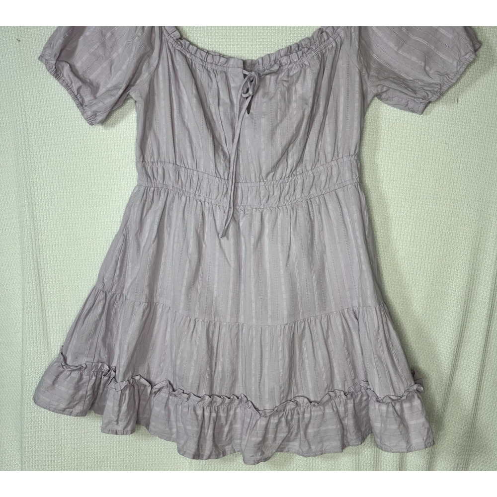 Lost + Wander Lavender Mini Dress Women’s Large Puff Sleeve Cottagecore Tiered - Picture 7 of 15